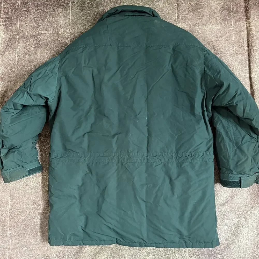 Mens Vintage 90s The North Face Forest Green Black Goose Down Puffer Jacket Sz L